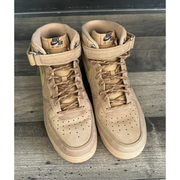 Nike Air Force 1 Mid '07 Flax/Wheat Gum Light Brown Shoes Size 12 EUC - Picture 3 of 12